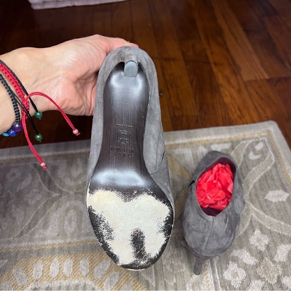 Stuart Weitzman Suede Peep Toe Pumps - Picture 7 of 10